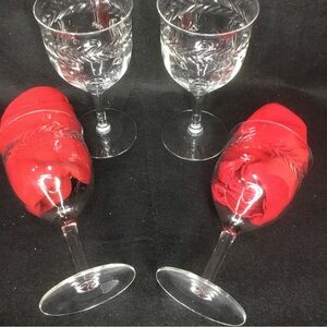 Laurel Wreath by Seneca Crystal Set of 4 Stemmed Water Goblet Glasses 6.5” VTG